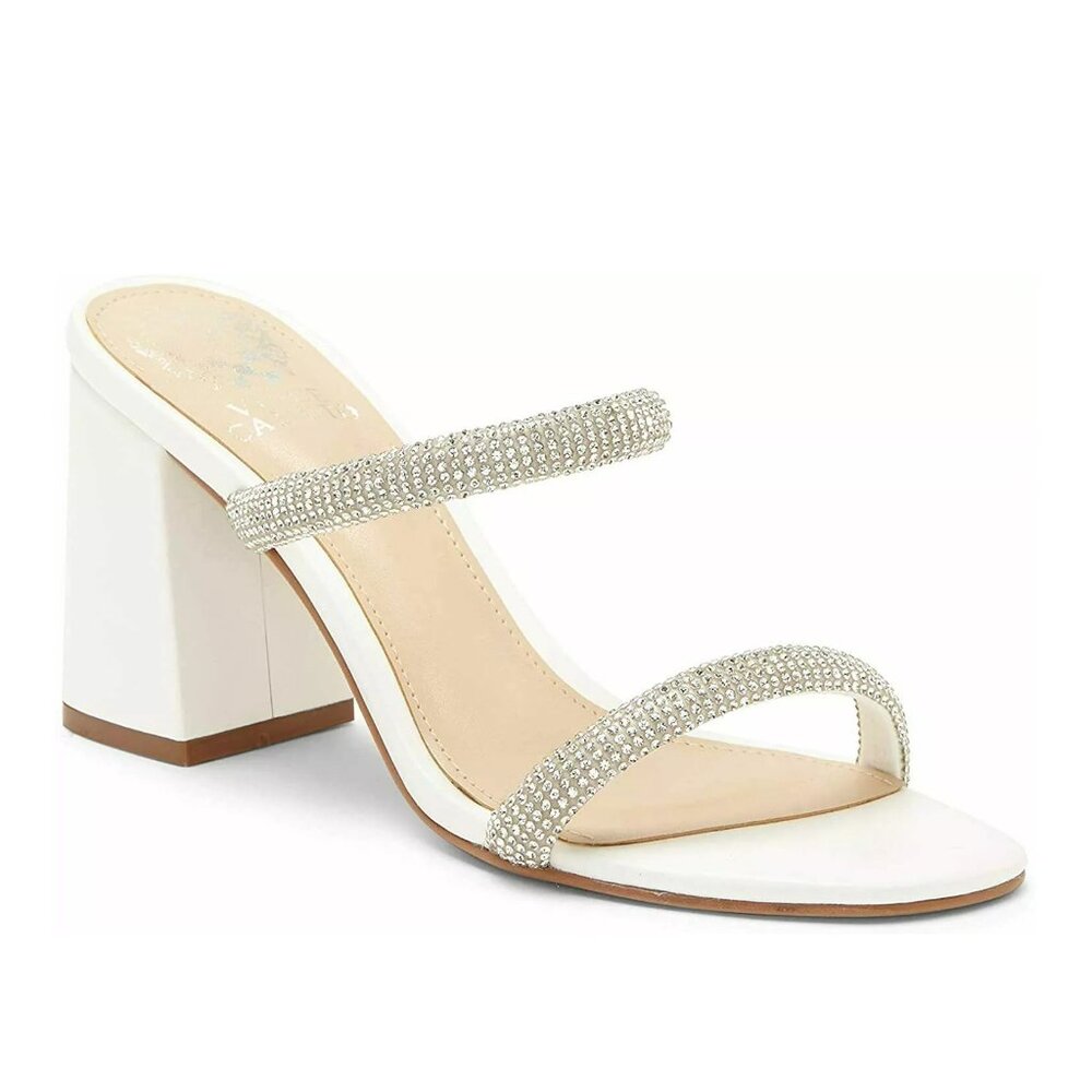 White Rhinestone Block Heel Sandal - Vince Camuto